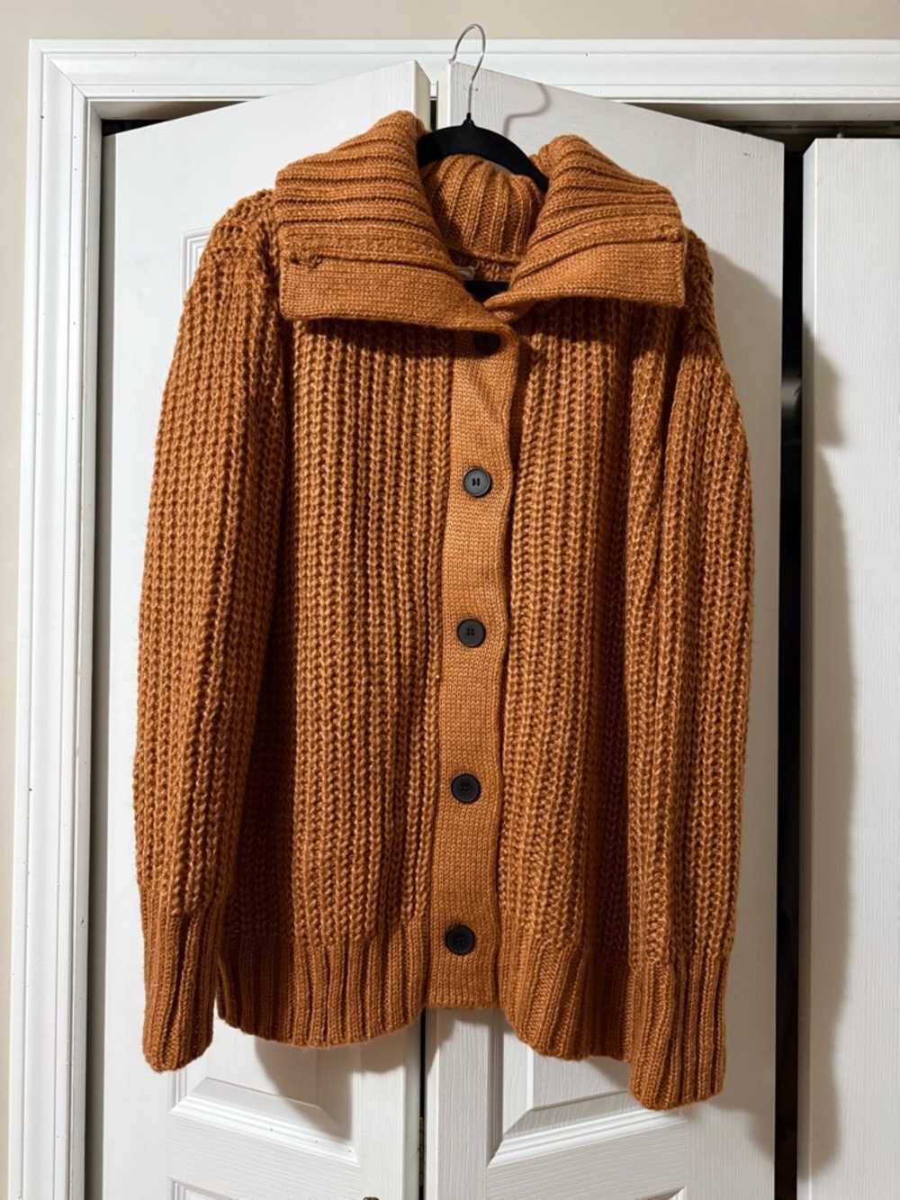 Sage the Label Ribbed Knit Button Down Cardigan — Burnt Orange L